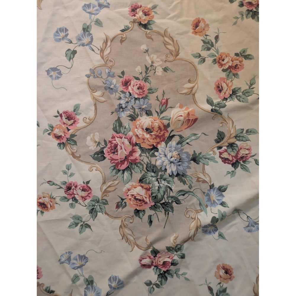Vintage Fieldcrest Rose Morning Glory Full Flat Sheet & Pillow Case 200 Thread